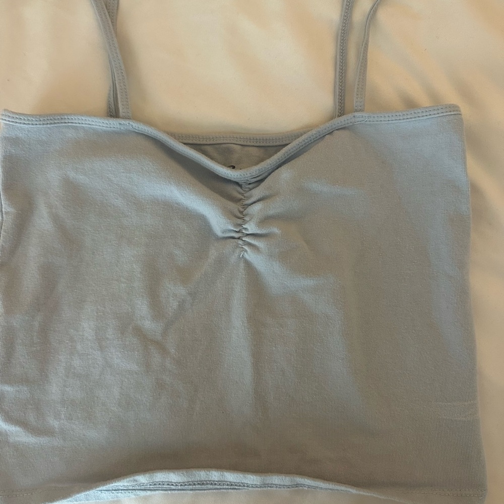 Light Blue Ruched Crop Top